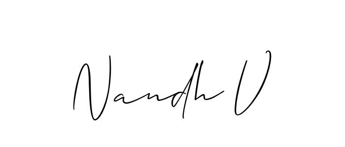 Allison_Script is a professional signature style that is perfect for those who want to add a touch of class to their signature. It is also a great choice for those who want to make their signature more unique. Get Nandh V name to fancy signature for free. Nandh V signature style 2 images and pictures png