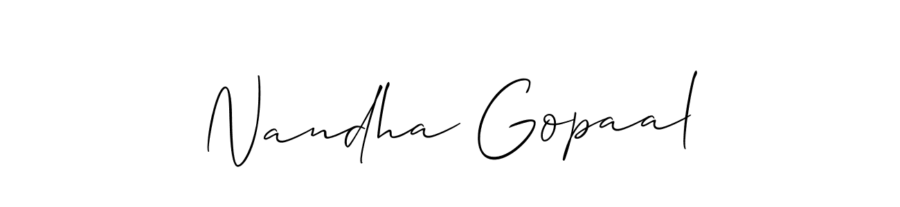 The best way (Allison_Script) to make a short signature is to pick only two or three words in your name. The name Nandha Gopaal include a total of six letters. For converting this name. Nandha Gopaal signature style 2 images and pictures png