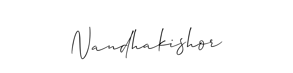 How to make Nandhakishor signature? Allison_Script is a professional autograph style. Create handwritten signature for Nandhakishor name. Nandhakishor signature style 2 images and pictures png