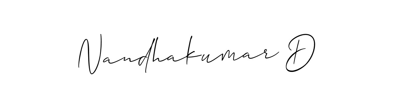 Make a beautiful signature design for name Nandhakumar D. With this signature (Allison_Script) style, you can create a handwritten signature for free. Nandhakumar D signature style 2 images and pictures png