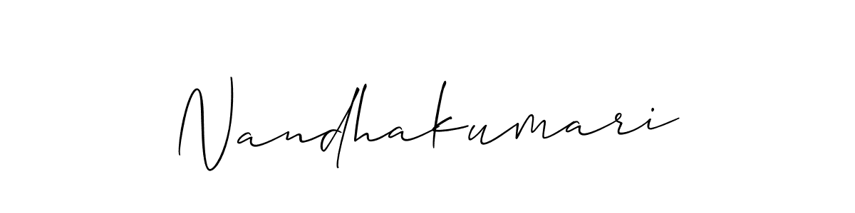 Also we have Nandhakumari name is the best signature style. Create professional handwritten signature collection using Allison_Script autograph style. Nandhakumari signature style 2 images and pictures png