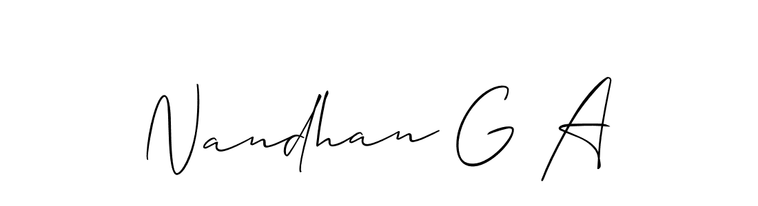 Also You can easily find your signature by using the search form. We will create Nandhan G A name handwritten signature images for you free of cost using Allison_Script sign style. Nandhan G A signature style 2 images and pictures png
