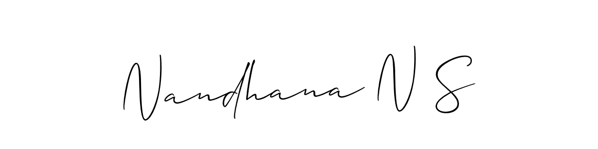 Allison_Script is a professional signature style that is perfect for those who want to add a touch of class to their signature. It is also a great choice for those who want to make their signature more unique. Get Nandhana N S name to fancy signature for free. Nandhana N S signature style 2 images and pictures png