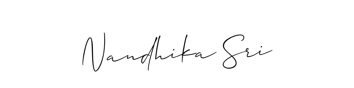 Use a signature maker to create a handwritten signature online. With this signature software, you can design (Allison_Script) your own signature for name Nandhika Sri. Nandhika Sri signature style 2 images and pictures png