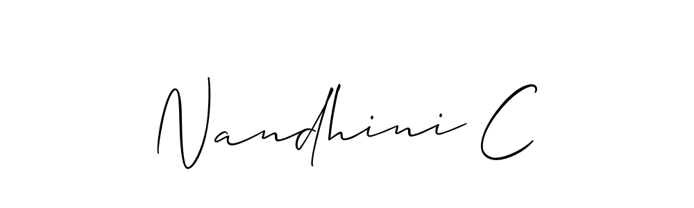 The best way (Allison_Script) to make a short signature is to pick only two or three words in your name. The name Nandhini C include a total of six letters. For converting this name. Nandhini C signature style 2 images and pictures png