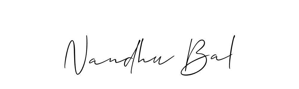 Use a signature maker to create a handwritten signature online. With this signature software, you can design (Allison_Script) your own signature for name Nandhu Bal. Nandhu Bal signature style 2 images and pictures png