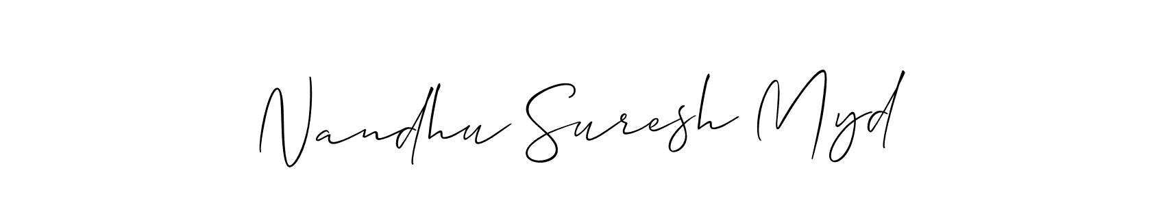 How to make Nandhu Suresh Myd name signature. Use Allison_Script style for creating short signs online. This is the latest handwritten sign. Nandhu Suresh Myd signature style 2 images and pictures png
