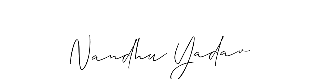 Create a beautiful signature design for name Nandhu Yadav. With this signature (Allison_Script) fonts, you can make a handwritten signature for free. Nandhu Yadav signature style 2 images and pictures png