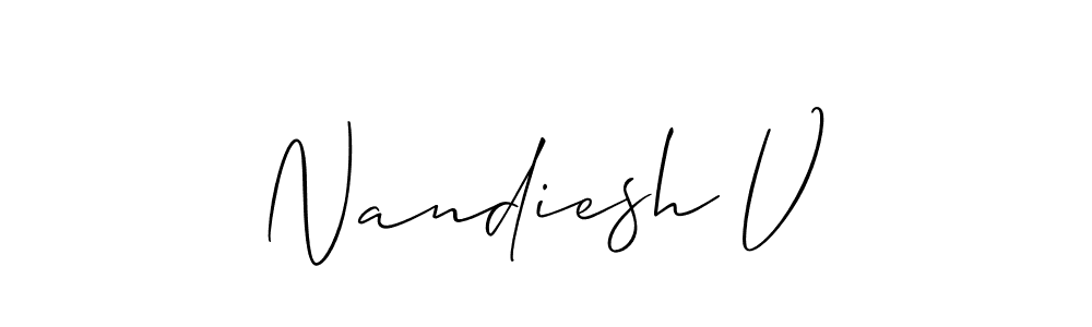 Make a short Nandiesh V signature style. Manage your documents anywhere anytime using Allison_Script. Create and add eSignatures, submit forms, share and send files easily. Nandiesh V signature style 2 images and pictures png