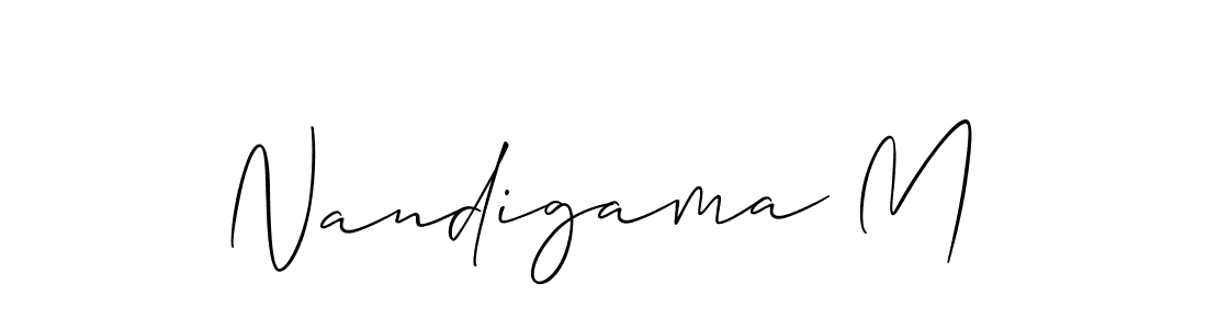 Create a beautiful signature design for name Nandigama M. With this signature (Allison_Script) fonts, you can make a handwritten signature for free. Nandigama M signature style 2 images and pictures png