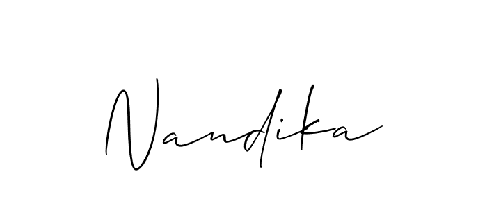 How to Draw Nandika signature style? Allison_Script is a latest design signature styles for name Nandika. Nandika signature style 2 images and pictures png