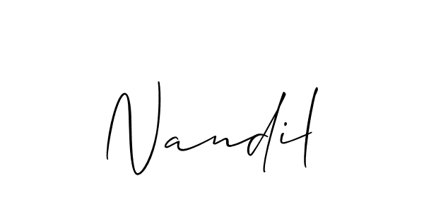 Allison_Script is a professional signature style that is perfect for those who want to add a touch of class to their signature. It is also a great choice for those who want to make their signature more unique. Get Nandil name to fancy signature for free. Nandil signature style 2 images and pictures png