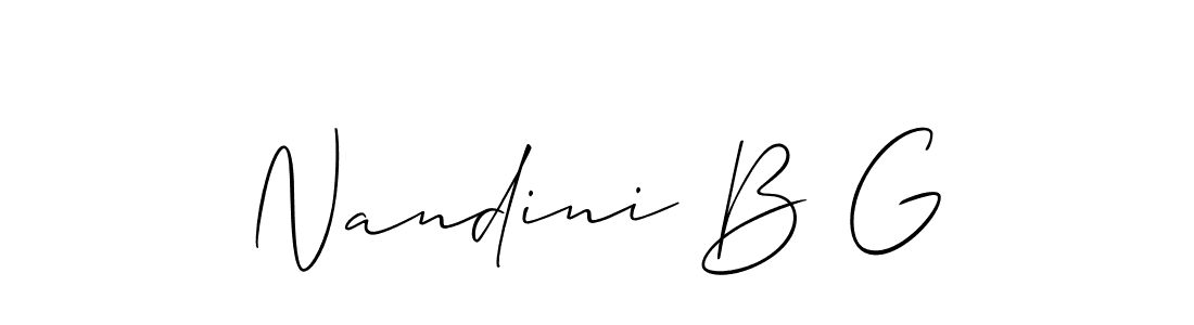 Also You can easily find your signature by using the search form. We will create Nandini B G name handwritten signature images for you free of cost using Allison_Script sign style. Nandini B G signature style 2 images and pictures png