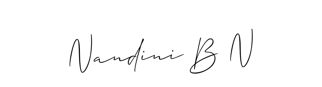 It looks lik you need a new signature style for name Nandini B N. Design unique handwritten (Allison_Script) signature with our free signature maker in just a few clicks. Nandini B N signature style 2 images and pictures png