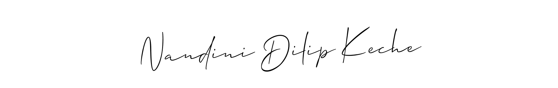 This is the best signature style for the Nandini Dilip Keche name. Also you like these signature font (Allison_Script). Mix name signature. Nandini Dilip Keche signature style 2 images and pictures png
