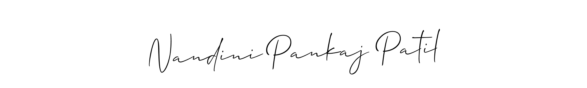 The best way (Allison_Script) to make a short signature is to pick only two or three words in your name. The name Nandini Pankaj Patil include a total of six letters. For converting this name. Nandini Pankaj Patil signature style 2 images and pictures png
