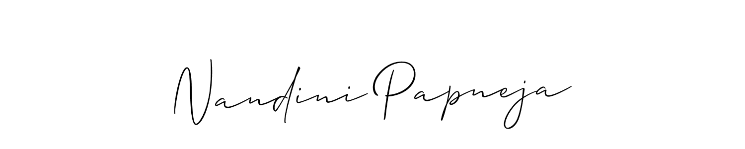 How to make Nandini Papneja name signature. Use Allison_Script style for creating short signs online. This is the latest handwritten sign. Nandini Papneja signature style 2 images and pictures png