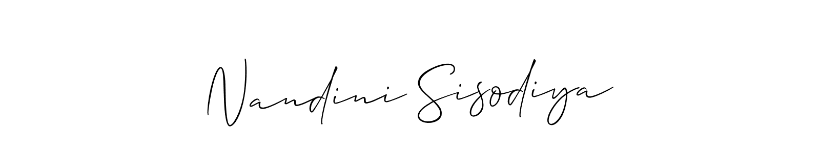 Allison_Script is a professional signature style that is perfect for those who want to add a touch of class to their signature. It is also a great choice for those who want to make their signature more unique. Get Nandini Sisodiya name to fancy signature for free. Nandini Sisodiya signature style 2 images and pictures png