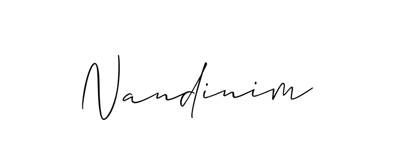 Make a beautiful signature design for name Nandinim. With this signature (Allison_Script) style, you can create a handwritten signature for free. Nandinim signature style 2 images and pictures png