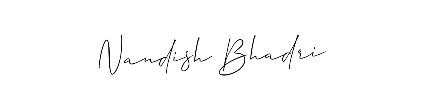 if you are searching for the best signature style for your name Nandish Bhadri. so please give up your signature search. here we have designed multiple signature styles  using Allison_Script. Nandish Bhadri signature style 2 images and pictures png