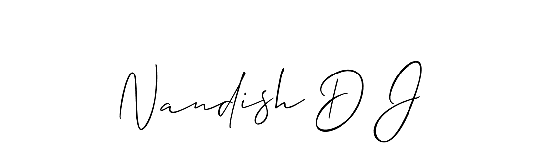 The best way (Allison_Script) to make a short signature is to pick only two or three words in your name. The name Nandish D J include a total of six letters. For converting this name. Nandish D J signature style 2 images and pictures png