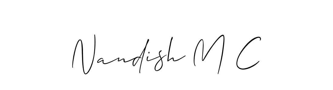 Create a beautiful signature design for name Nandish M C. With this signature (Allison_Script) fonts, you can make a handwritten signature for free. Nandish M C signature style 2 images and pictures png