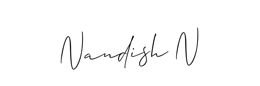 Create a beautiful signature design for name Nandish N. With this signature (Allison_Script) fonts, you can make a handwritten signature for free. Nandish N signature style 2 images and pictures png