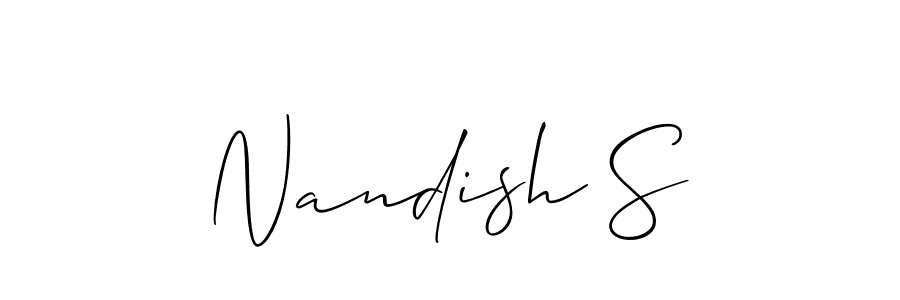 Make a beautiful signature design for name Nandish S. With this signature (Allison_Script) style, you can create a handwritten signature for free. Nandish S signature style 2 images and pictures png