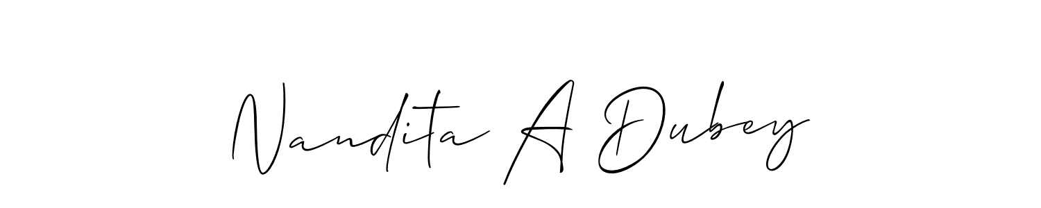 Use a signature maker to create a handwritten signature online. With this signature software, you can design (Allison_Script) your own signature for name Nandita A Dubey. Nandita A Dubey signature style 2 images and pictures png