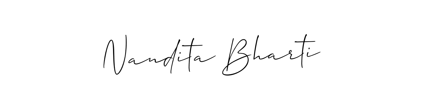 Create a beautiful signature design for name Nandita Bharti. With this signature (Allison_Script) fonts, you can make a handwritten signature for free. Nandita Bharti signature style 2 images and pictures png