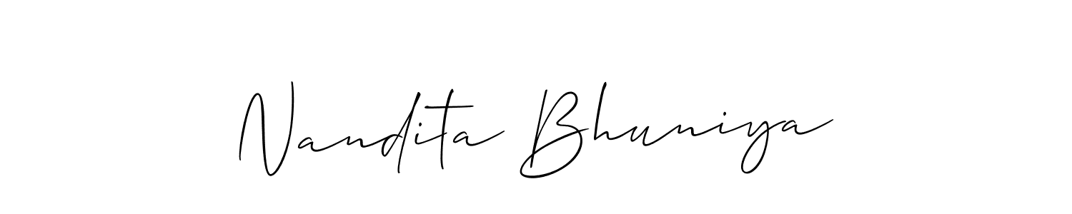 You should practise on your own different ways (Allison_Script) to write your name (Nandita Bhuniya) in signature. don't let someone else do it for you. Nandita Bhuniya signature style 2 images and pictures png