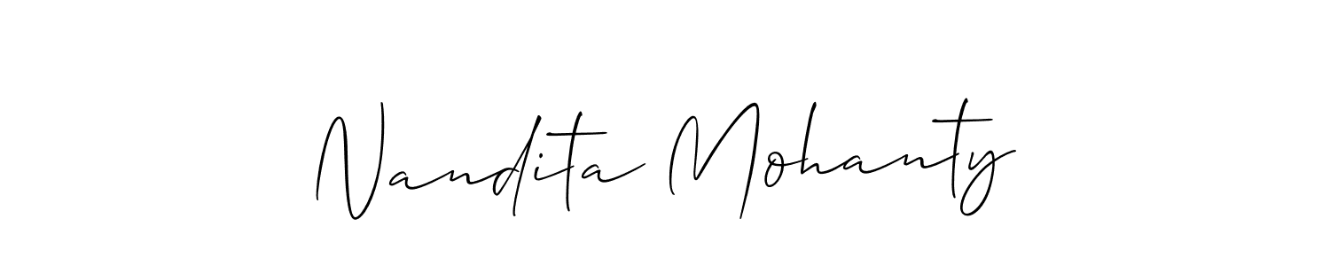 Allison_Script is a professional signature style that is perfect for those who want to add a touch of class to their signature. It is also a great choice for those who want to make their signature more unique. Get Nandita Mohanty name to fancy signature for free. Nandita Mohanty signature style 2 images and pictures png