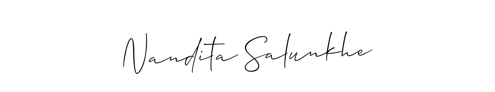See photos of Nandita Salunkhe official signature by Spectra . Check more albums & portfolios. Read reviews & check more about Allison_Script font. Nandita Salunkhe signature style 2 images and pictures png