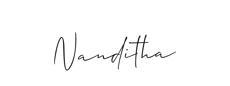 if you are searching for the best signature style for your name Nanditha. so please give up your signature search. here we have designed multiple signature styles  using Allison_Script. Nanditha signature style 2 images and pictures png