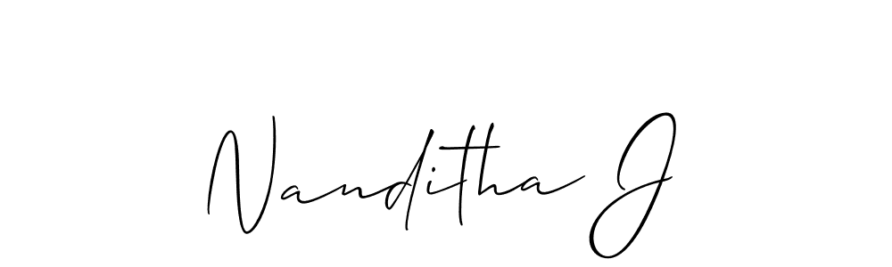 Nanditha J stylish signature style. Best Handwritten Sign (Allison_Script) for my name. Handwritten Signature Collection Ideas for my name Nanditha J. Nanditha J signature style 2 images and pictures png