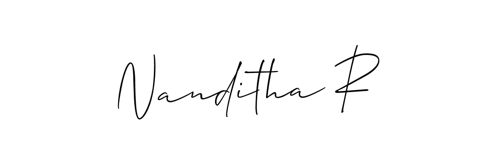 Also we have Nanditha R name is the best signature style. Create professional handwritten signature collection using Allison_Script autograph style. Nanditha R signature style 2 images and pictures png