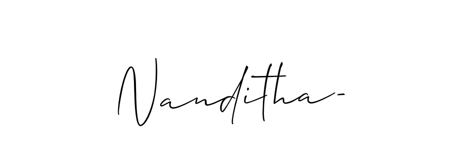 if you are searching for the best signature style for your name Nanditha-. so please give up your signature search. here we have designed multiple signature styles  using Allison_Script. Nanditha- signature style 2 images and pictures png