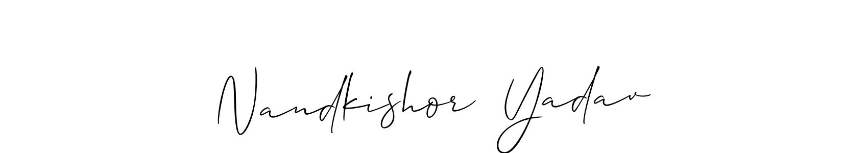 if you are searching for the best signature style for your name Nandkishor  Yadav. so please give up your signature search. here we have designed multiple signature styles  using Allison_Script. Nandkishor  Yadav signature style 2 images and pictures png