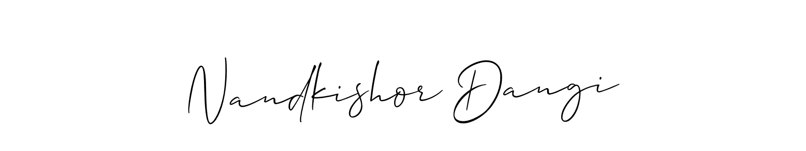 Also You can easily find your signature by using the search form. We will create Nandkishor Dangi name handwritten signature images for you free of cost using Allison_Script sign style. Nandkishor Dangi signature style 2 images and pictures png