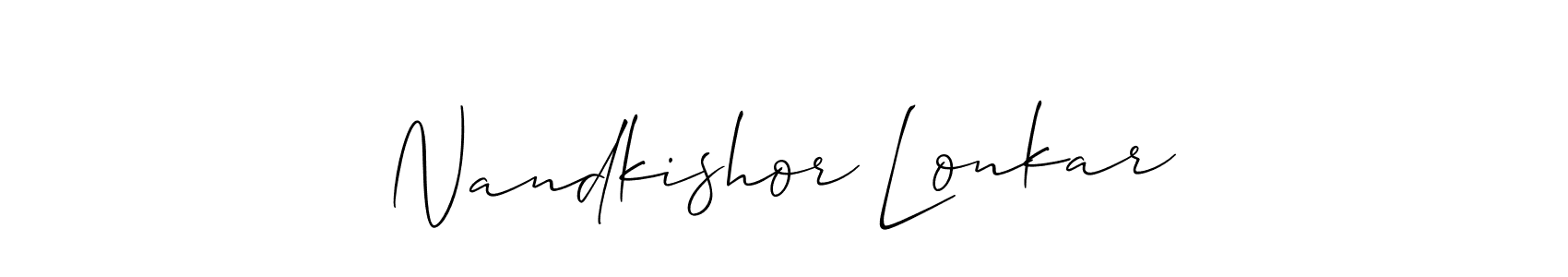 Similarly Allison_Script is the best handwritten signature design. Signature creator online .You can use it as an online autograph creator for name Nandkishor Lonkar. Nandkishor Lonkar signature style 2 images and pictures png