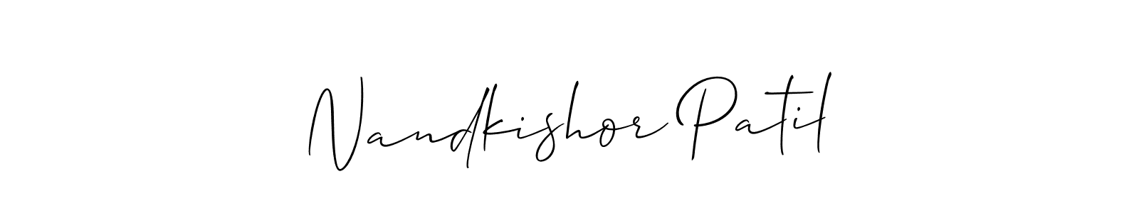 How to make Nandkishor Patil name signature. Use Allison_Script style for creating short signs online. This is the latest handwritten sign. Nandkishor Patil signature style 2 images and pictures png