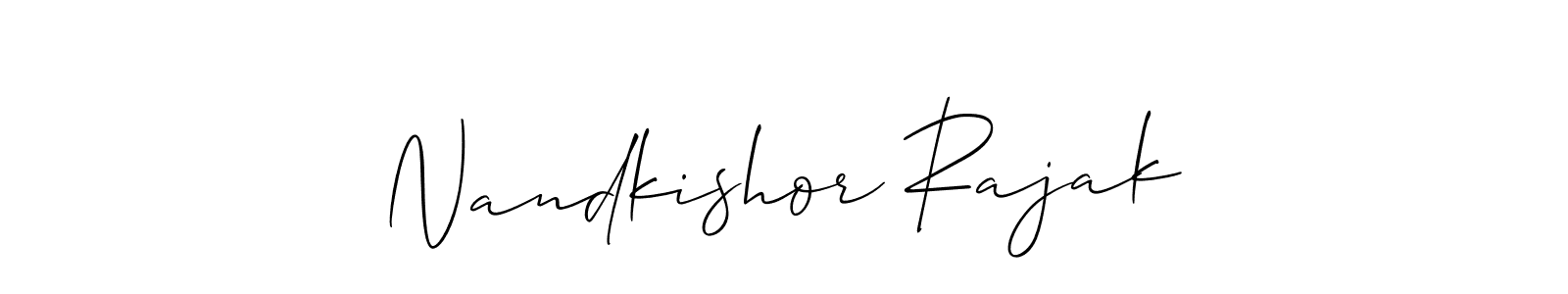 if you are searching for the best signature style for your name Nandkishor Rajak. so please give up your signature search. here we have designed multiple signature styles  using Allison_Script. Nandkishor Rajak signature style 2 images and pictures png