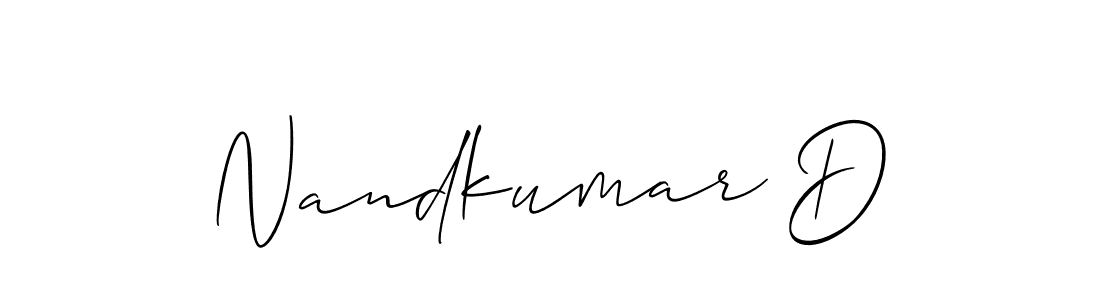 Also we have Nandkumar D name is the best signature style. Create professional handwritten signature collection using Allison_Script autograph style. Nandkumar D signature style 2 images and pictures png