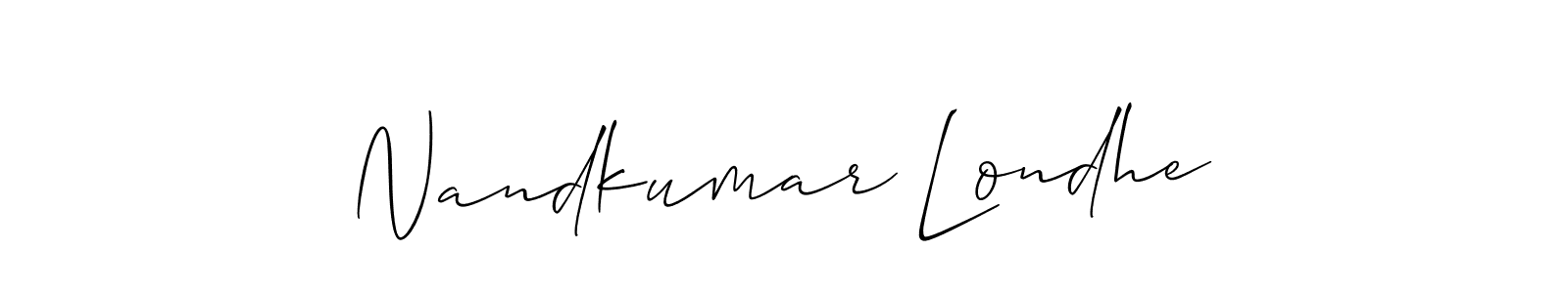 The best way (Allison_Script) to make a short signature is to pick only two or three words in your name. The name Nandkumar Londhe include a total of six letters. For converting this name. Nandkumar Londhe signature style 2 images and pictures png