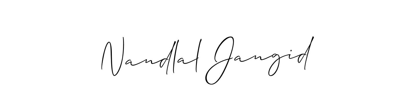 How to make Nandlal Jangid name signature. Use Allison_Script style for creating short signs online. This is the latest handwritten sign. Nandlal Jangid signature style 2 images and pictures png