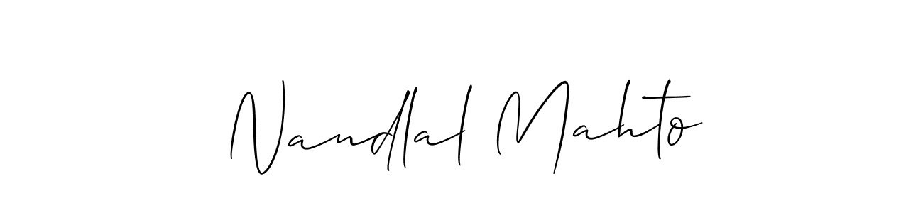 if you are searching for the best signature style for your name Nandlal Mahto. so please give up your signature search. here we have designed multiple signature styles  using Allison_Script. Nandlal Mahto signature style 2 images and pictures png