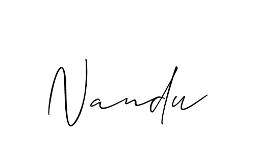 Design your own signature with our free online signature maker. With this signature software, you can create a handwritten (Allison_Script) signature for name Nandu. Nandu signature style 2 images and pictures png