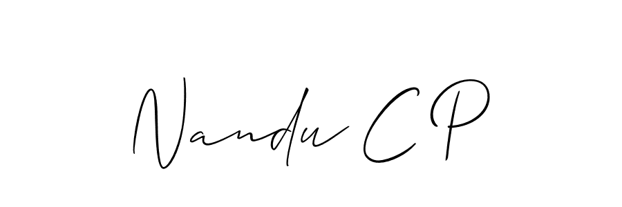 You should practise on your own different ways (Allison_Script) to write your name (Nandu C P) in signature. don't let someone else do it for you. Nandu C P signature style 2 images and pictures png