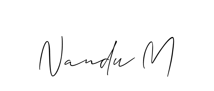 Similarly Allison_Script is the best handwritten signature design. Signature creator online .You can use it as an online autograph creator for name Nandu M. Nandu M signature style 2 images and pictures png