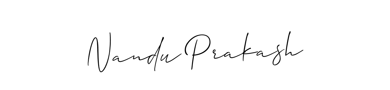 Make a beautiful signature design for name Nandu Prakash. With this signature (Allison_Script) style, you can create a handwritten signature for free. Nandu Prakash signature style 2 images and pictures png